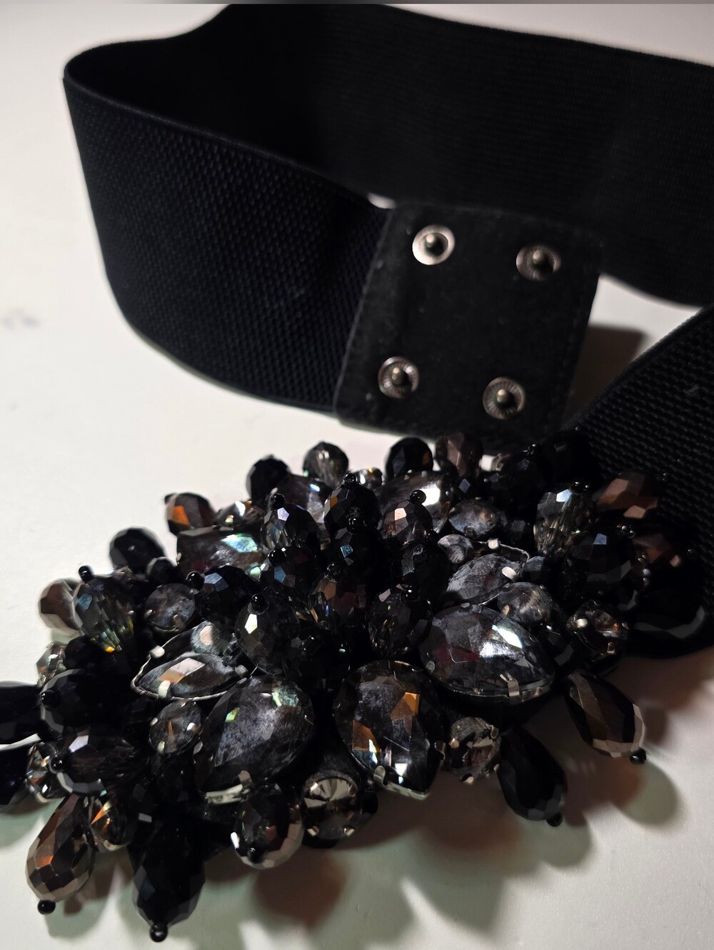 Black Jeweled Elastic Waist Belt - Unbranded - Picture 2 of 7
